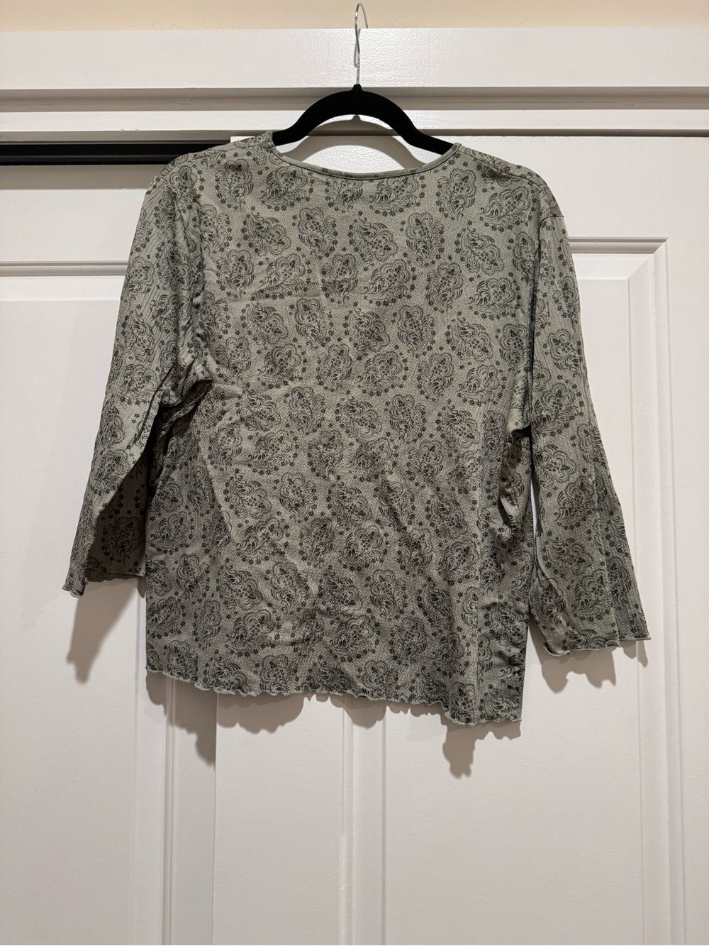 Croft & Barrow green paisley patterned 3/4 sleeve / size Large / vintage y2k - Picture 4 of 4